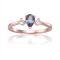 Blue Lab Created Alexandrite with White Sapphire Accents 14K Rose Gold
Over Sterling Silver Ring