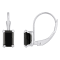 6x4mm Emerald Cut Black Onyx Rhodium Over 10k White Gold Drop Earrings