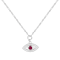 Ruby and Moissanite Rhodium Over Sterling Silver Evil Eye Necklace