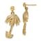 14K Yellow Gold Textured Palm Tree Dangle Earrings