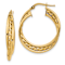14k Yellow Gold 1 1/8" Polished Rope Twisted Hoop Earrings