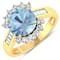 3.33ctw Blue Aquamarine and Diamond 14K Yellow Gold Halo Ring