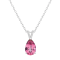 12x8mm Pear Shape Pink Topaz With Diamond Accents Rhodium Over Sterling
Silver Pendant with Chain