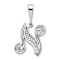 Rhodium Over 14k White Gold Solid Polished Script Filigree Textured
Letter N Initial Pendant
