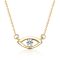 CZ Hamsa Hand And Evil Eye Station Necklace In 14K Gold Over Brass