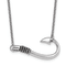 Rhodium Over Sterling Silver Polished and Antiqued 16 + 2 Inch Hook Necklace