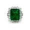 7.01 Ctw Emerald and 2.72 Ctw White Diamond Ring in 18K 2-Tone