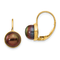 14K Yellow Gold 6-7mm Black Button Freshwater Cultured Pearl Leverback Earrings