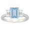 8x6mm Emerald Cut Sky Blue Topaz And White Topaz Rhodium Over Sterling
Silver 3-Stone Ring