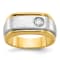10K Two-tone Yellow and White Gold Men's Polished and Satin Diamond Ring 0.25ct