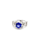 Round Tanzanite and White Diamond 10K White Gold Flower Ring