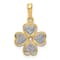 14K Yellow Gold 0.02ct.Diamond Four Leaf Clover Pendant