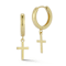 Bellissima Gold 14K Yellow Gold Cross Charm Huggie Hoop Earrings