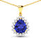 Blue Tanzanite and White Diamond 14K Yellow Gold Pendant with 18 inch
Cable Chain 3.25ctw