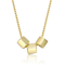 Cube Beaded Statement Necklace In 14K Gold Over Brass