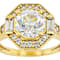 Diamond Simulant Old European Cut And White Zircon Ring In 18K Gold Over
Sterling Silver 3.28ctw