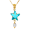 Blue Venetian Glass And Pearl Starfish Pendant In 18K Gold Over Sterling Silver