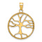 14k Yellow Gold Textured Tree of Life in Round Frame Pendant