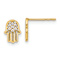 14k Yellow Gold Polished Textured Cubic Zirconia Hamsa Stud Earrings