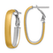 14K Yellow Gold and Rhodium Over 14K Yellow Gold 1 1/8" Polished
Satin Oval Hoop Earrings