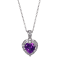 Purple African Amethyst Platinum Over Sterling Silver Heart Pendant With Chain