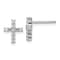 Rhodium Over 14k White Gold Polished Diamond Cross Stud Earrings