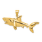 14k Yellow Gold 3D Polished Shark Pendant