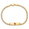 14k Yellow Gold Medical Soft Diamond Shape Red Enamel Curb link ID Bracelet