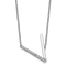 Rhodium Over 14k White Gold Sideways Diamond Initial V Pendant Cable
Link 18 Inch Necklace