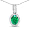 1.65ctw 14K White Gold Zambian Emerald and White Diamond Pendant with 18
inch Cable Chain