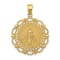14K Yellow Gold Polished Miraculous Medal With Scallop Frame Pendant
