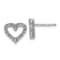 Rhodium Over 14k White Gold Diamond Heart Stud Earrings