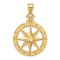 14K Yellow Gold Diamond-cut Polished Compass Pendant