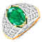 2.45ctw Green Emerald and Diamond 14K Yellow Gold Halo Ring