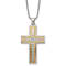 White Cubic Zirconia Stainless Steel Yellow IP-plated Men's Cross
Pendant with Chain