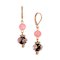 Gold Tone Pink Faux Pearl & Floral Bead Drop Leverback Earring