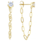 CZ Stud Chain Earrings In 18K Gold Over Sterling Silver