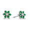 0.48ctw Emerald and Diamond Flower Cluster Earrings in 14k White Gold
