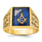10K Yellow Gold Men's Lab Created Sapphire and Diamond Lodge Masonic Ring