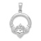 Rhodium Over 14k White Gold Polished Claddagh Pendant
