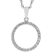 White Zircon Circle Pendant Necklace In Sterling Silver 0.50ctw