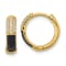 Sterling Silver Gold-tone Black Enamel CZ Hoop Earrings