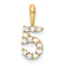 14k Yellow Gold Diamond Number 5 Pendant