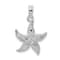 Rhodium Over Sterling Silver Polished and Textured Starfish Pendant