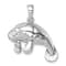 Rhodium Over Sterling Silver Medium Manatee Pendant