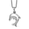 Rhodium Over Sterling Silver White Ice 0.02 cttw Diamond Dolphin Necklace