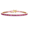 Ruby Color CZ Tennis Bracelet In 14K Gold Over Sterling Silver