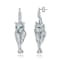 Emerald Color CZ Panther Drop Earrings In Sterling Silver