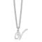 Rhodium Over Sterling Silver Letter V Initial Necklace
