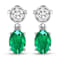 1.12ctw 14K White Gold  Zambian Green Emerald and White Diamond Halo Earrings